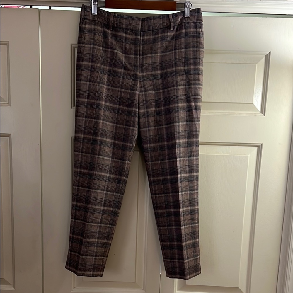 Talbots Hampshire Ankle Women's Plaid Pants - black/tan fully lined wool